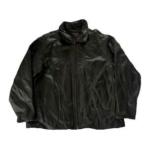 Vintage Knightsbridge Black Leather Bomber Jacket Coat Lined Y2K Mens Size Large